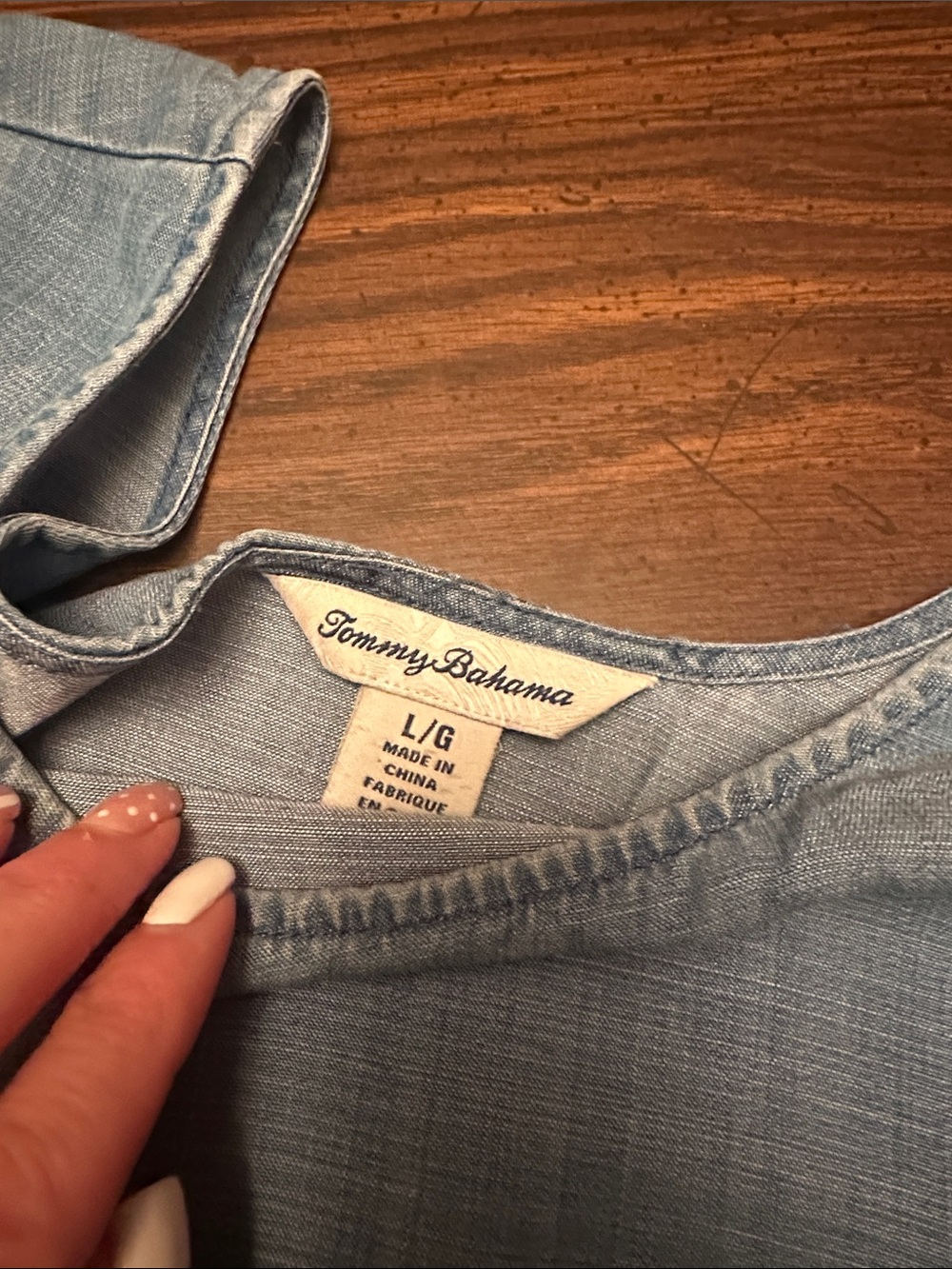 Tommy Bahama Light Blue 3/4 Sleeve Chambray dress - Picture 4 of 8